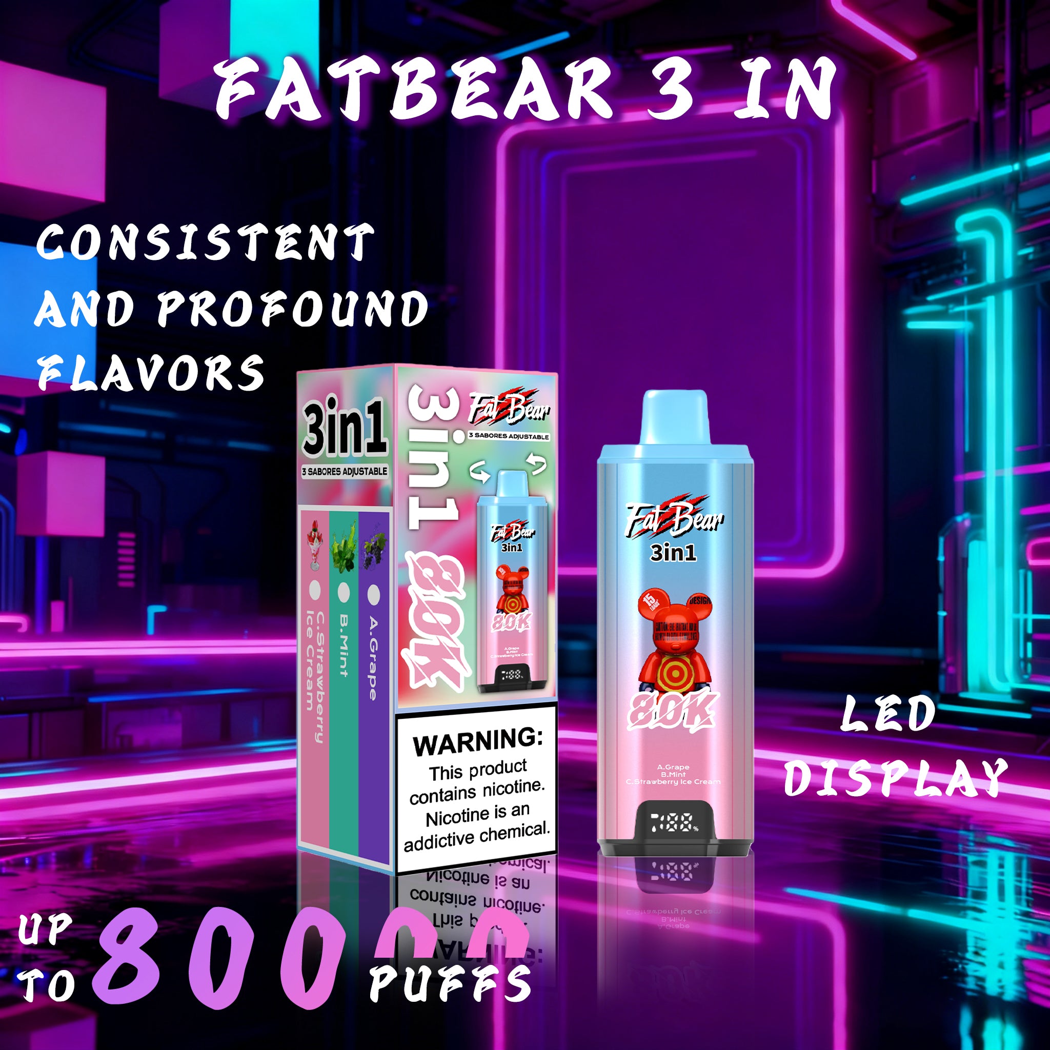 AIVONO AIM FATBEAR 80000 PUFFS 3-IN-1
